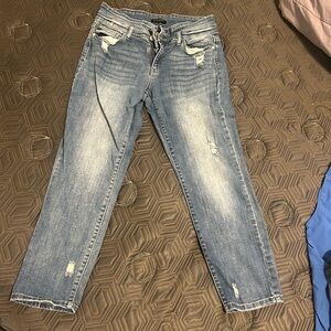 Stylish Blue Distressed Women's Jeans